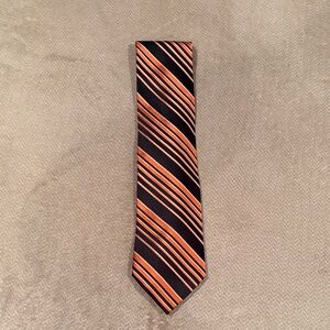 Men's Black and Orange Striped Tie